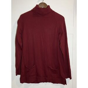 Jeanne Pierre Women's Large Turtleneck Sweater 100% Cotton Red Pullover‎ Cozy